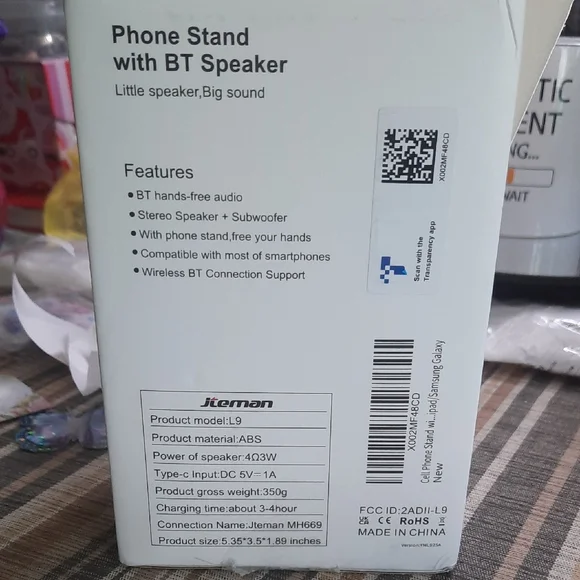 Jteman Phone Stand with BT Speaker - Black - Picture 2 of 2